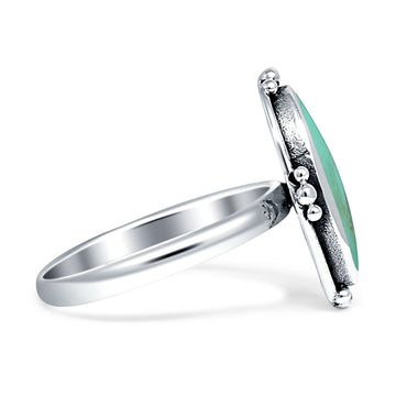 Oval Oxidized Turquoise Thumb Ring 925 Sterling Silver Wholesale